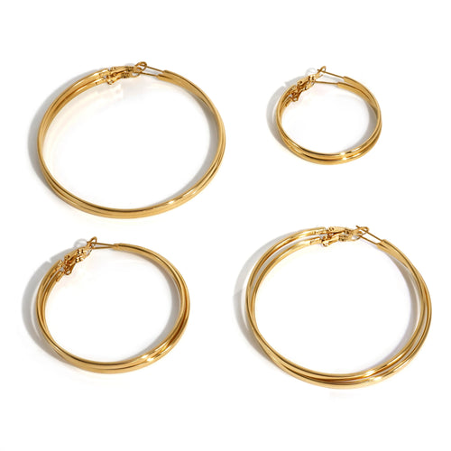 Load image 1 in gallery view. Trendy Minimalist Stainless Steel  Hoop Earrings Waterproof Gold Plated Versatile Circle Earrings Jewelry for Women