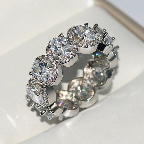 Load image 1 in gallery view. Luxury Jewelry Exquisite Oval Platinum Plated Clear Zircon Ring