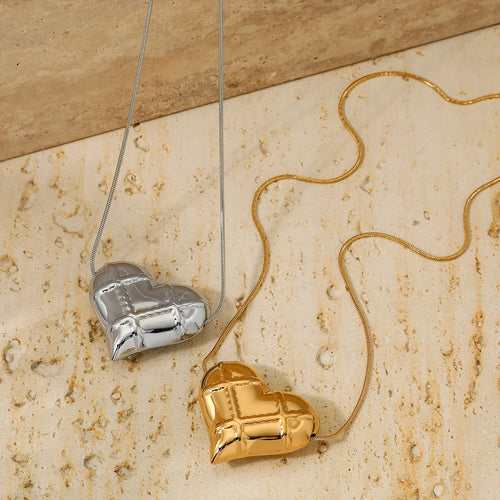 Load image 1 in gallery view. Gold Plated Dainty Heart Shape Pendant Anti-Tarnish Trendy Minimalist Necklaces  for Women