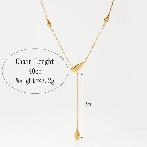 Load image 1 in gallery view. Gold Plated  Water Drop Pendent Y Shape Necklace Waterproof