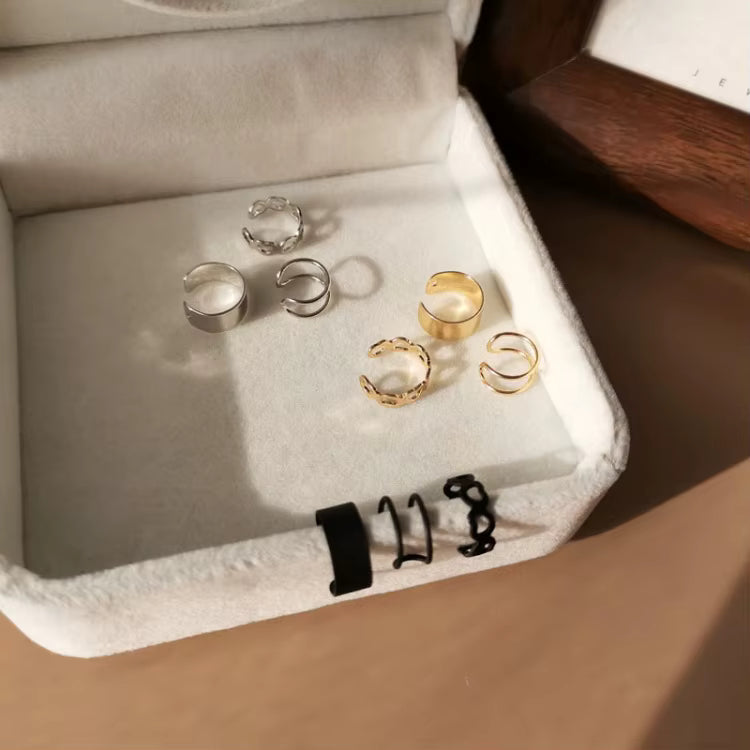 Ear Cuff Clip on Earrings Non Pierced Trendy Gold Plated Metal Cute Earring Cuffs