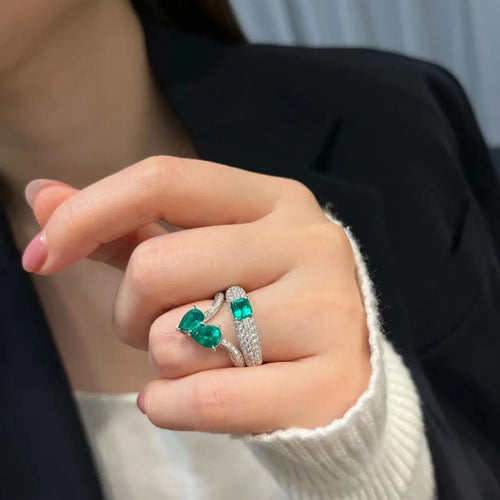Load image 1 in gallery view. Luxurious Exquisite Fashion Geometric Shape Big Zircon Ring
