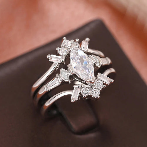 Load image 1 in gallery view. 3Pcs Sets Silver Couple Rings