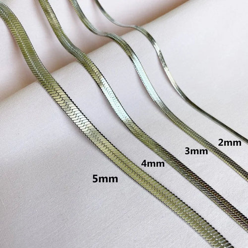 Load image 1 in gallery view. 18K PVD Gold Plated Herringbone Chain Necklace Snake Chain for Women