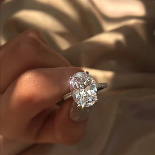 Load image 1 in gallery view. Geometric Shape 3A Zircon Wedding Rings Platinum Plated