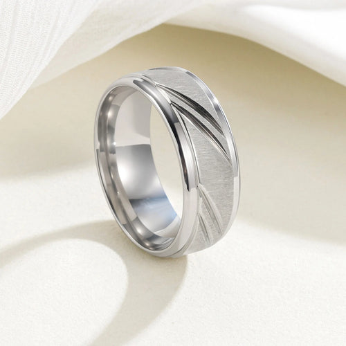 Load image 1 in gallery view. Stainless Steel Rings for Men Diagonal Sand Lines for Man