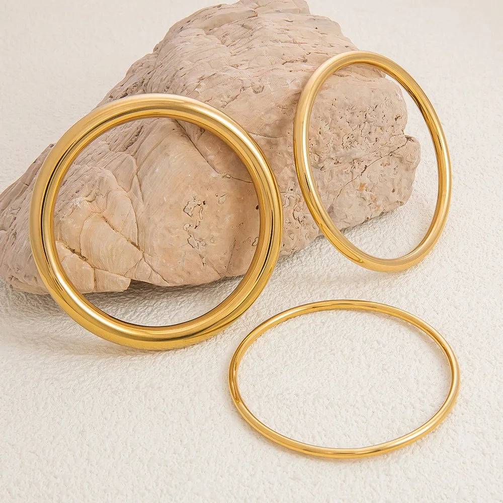 18K Gold Plated Waterproof  Bangle Bracelets Minimalist Band Fashion Jewelry