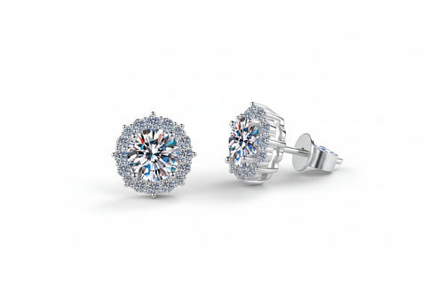 Load image 1 in gallery view. Luxury 925 Sterling Silver Jewelry 2ct Moissanite  Diamond Earrings