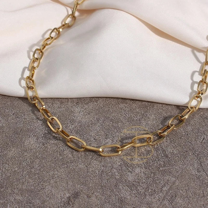 18K Gold Plated  Vintage Unisex Tarnish-Free Link Chain Necklaces