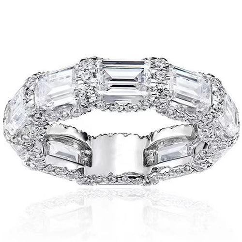 Load image 1 in gallery view. Princess Cut Sparkling Silver Plated Crystal Zircon Eternity Band Rings for Women
