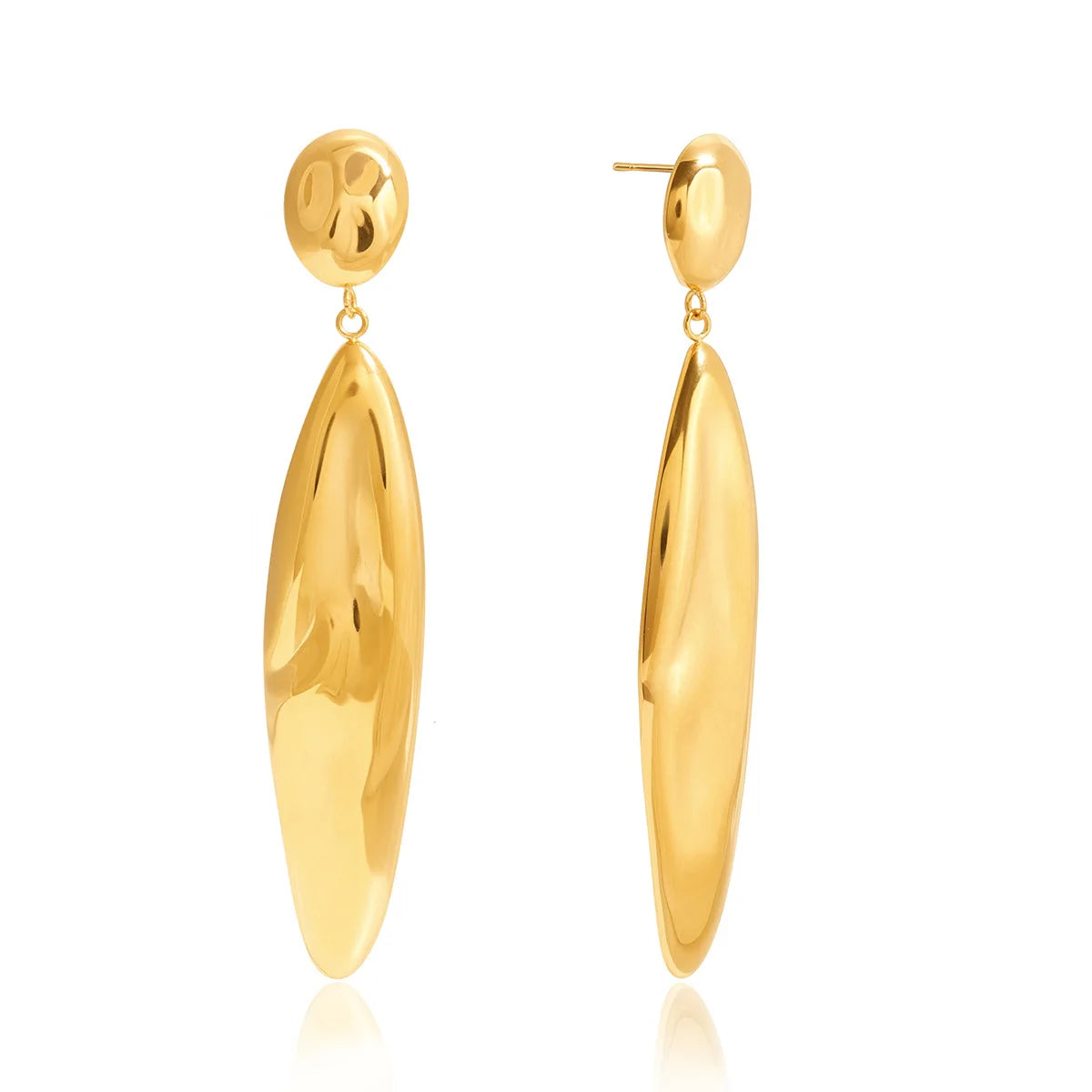 Stainless Steel Hammer Pattern Water Drop Pendant Earrings