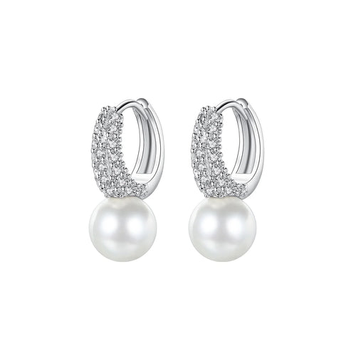 Load image 1 in gallery view. Pearl Clip-On Hoop Dangle Zircon Earring Cute for  Women