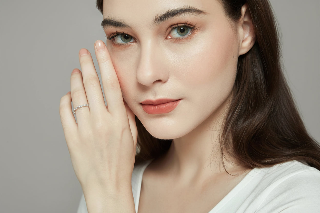 Eternity milgrain oval Cubic Zirconia Stacking Ring