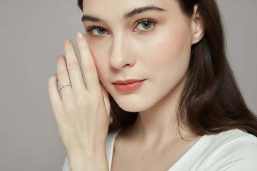 Load image 1 in gallery view. Eternity milgrain oval Cubic Zirconia Stacking Ring