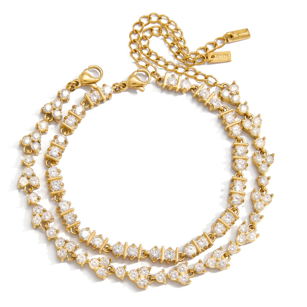 18K Gold Plated Multi Shape White Zircon Bracelet Embellish Bracelet