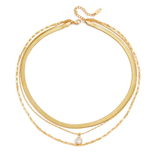Load image 1 in gallery view. Three Layers Flat Snake Knife Shape String Chain Necklace