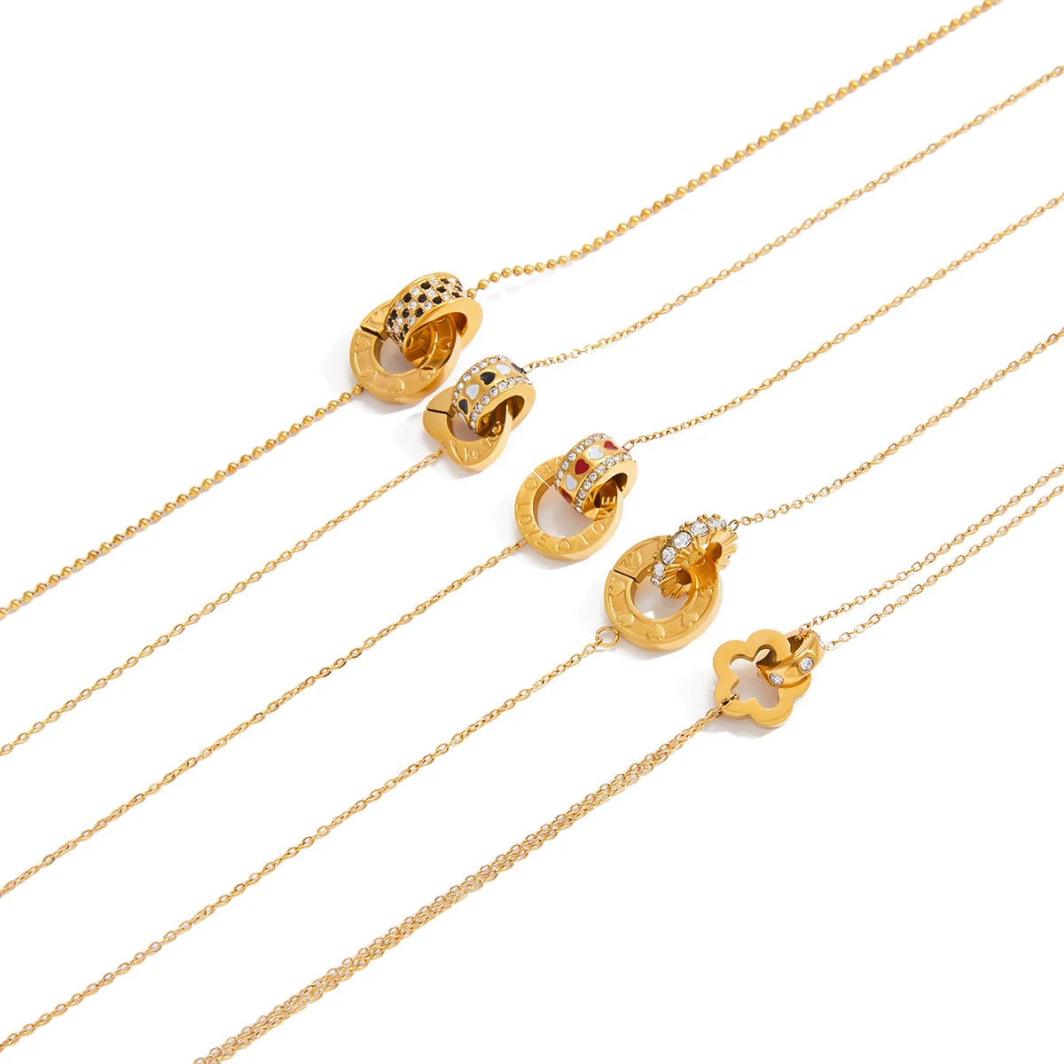 Interlocking Pendant Necklace for Kids and Woman 18K Gold Plated