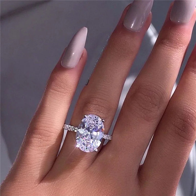 Geometric Shape 3A Zircon Wedding Rings Platinum Plated