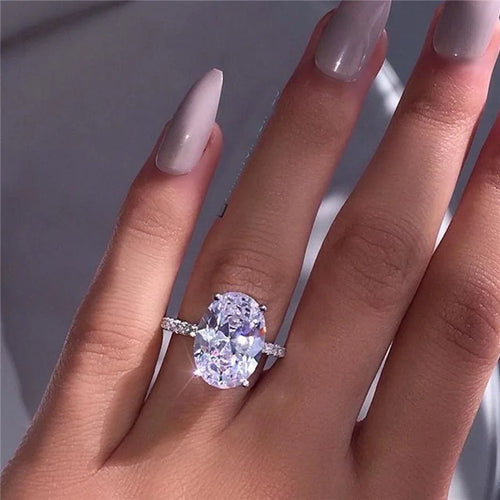 Load image 1 in gallery view. Geometric Shape 3A Zircon Wedding Rings Platinum Plated