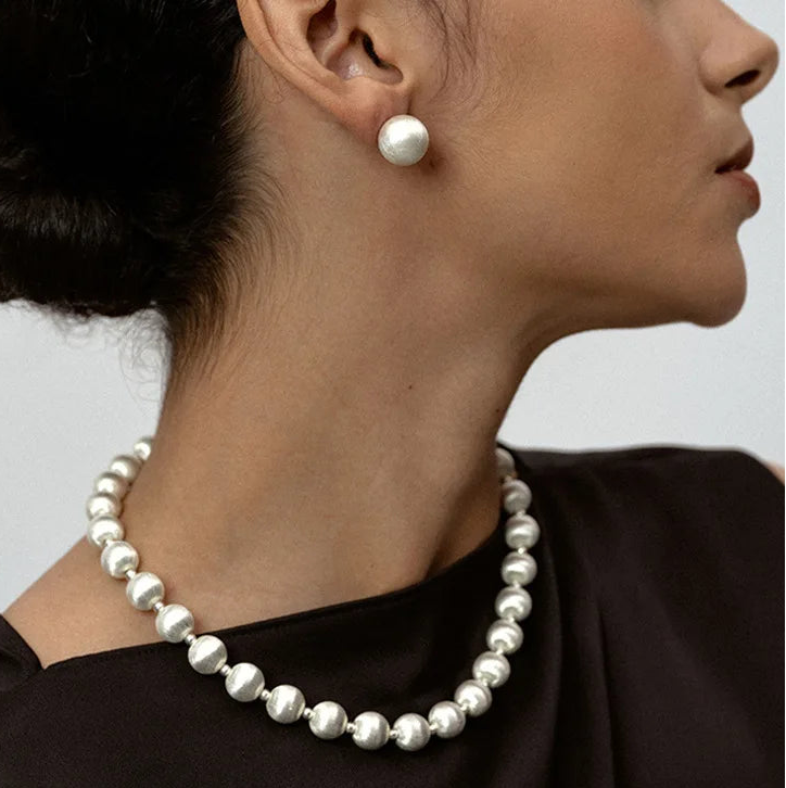 Classic Tibetan Sterling Silver Round Charm Beads, Bracelet for Woman Wedding, Anniversary Gift