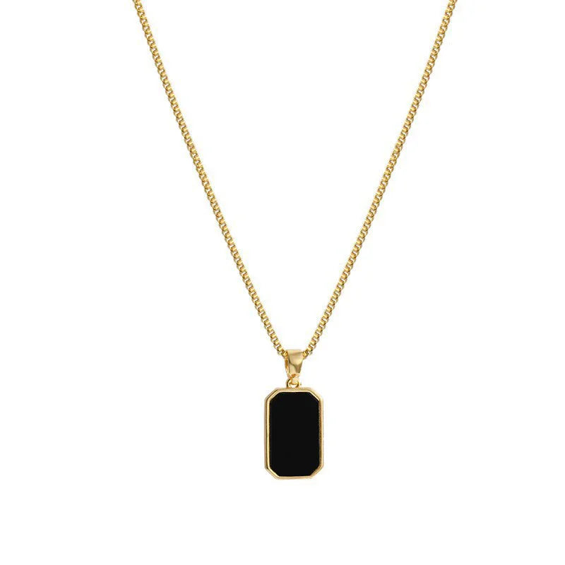 Black Pendant Necklace Punk Jewelry Gold Plated Necklace