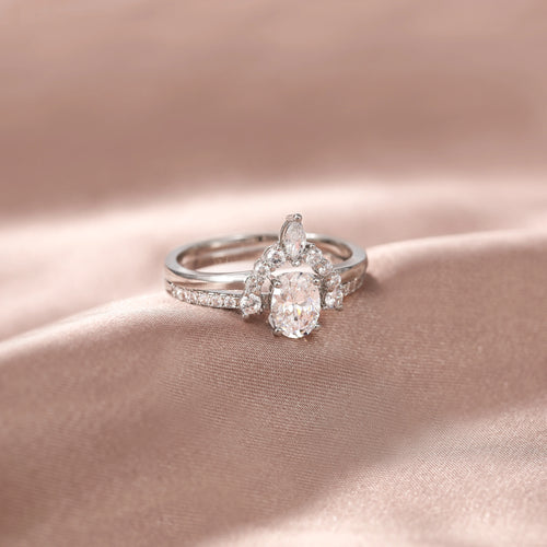 Load image 1 in gallery view. Copper Ring Oval Cut Cubic Zirconia Curved CZ Engagement Stackable Rings