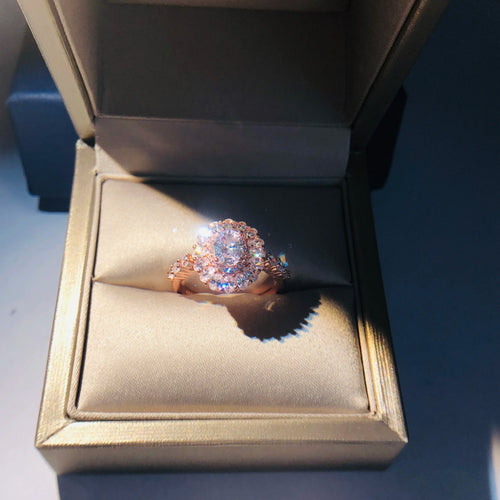 Load image 1 in gallery view. Women Fashionable Oval 3A Zircon Rose Gold Plated Ring