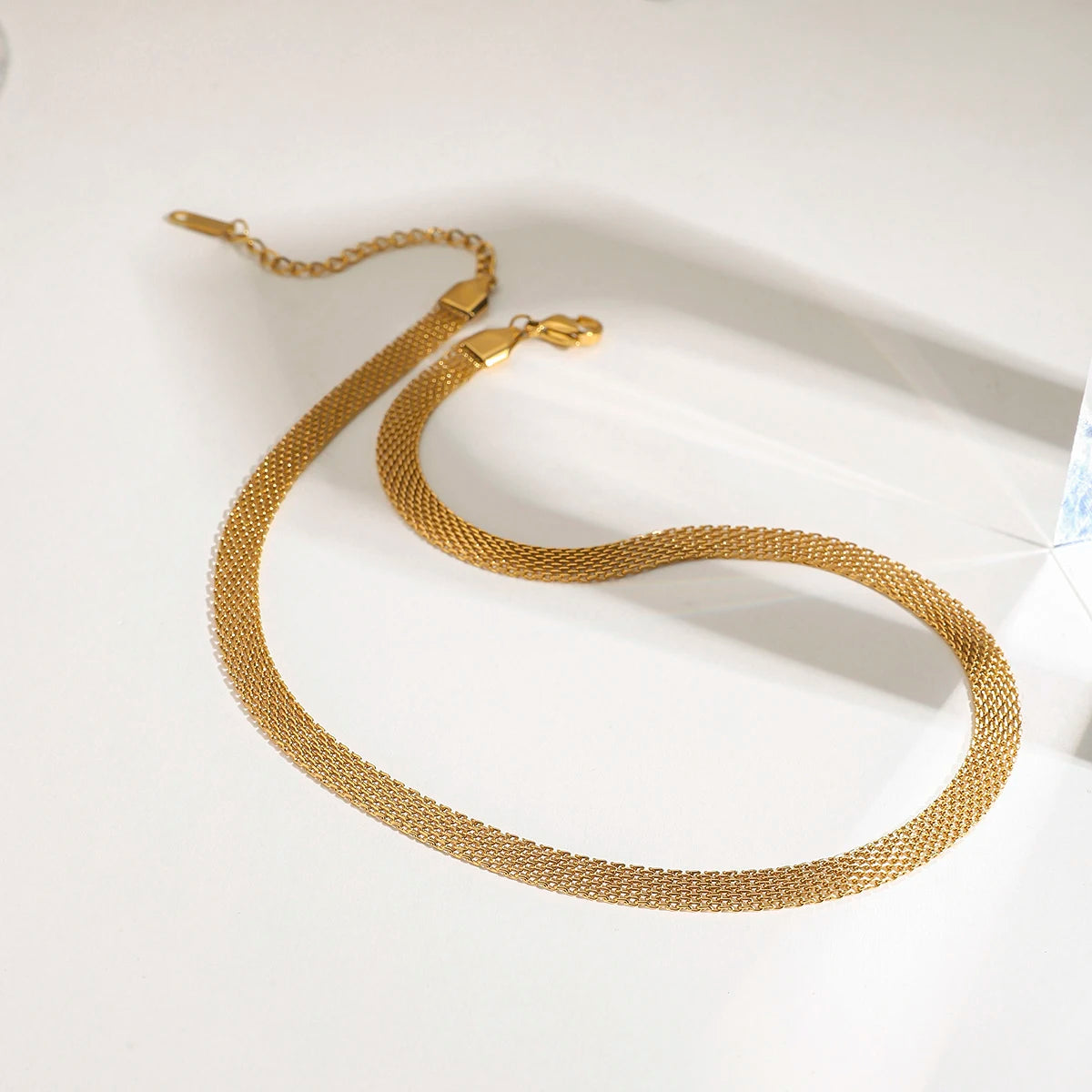 18k Gold Plated for Women Minimalism Choker Link Chain Necklace Waterproof