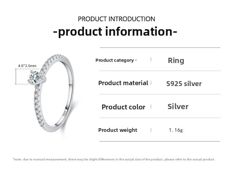 925 Sterling Silver Rings for Women with Zircon for Wedding Engagement Party