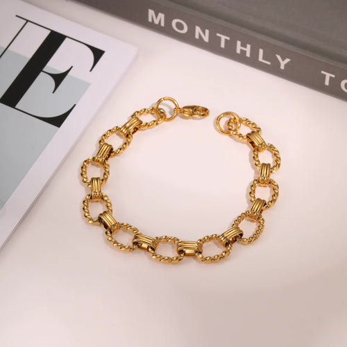 Load image 1 in gallery view. 18K Gold Plated Luxury Fashion Charm Chain Bracelet