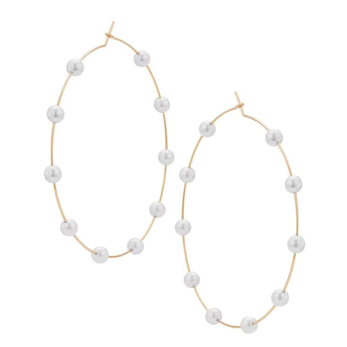 Load image 1 in gallery view. Large Silver And Gold Plated Pearl Hoop Earrings