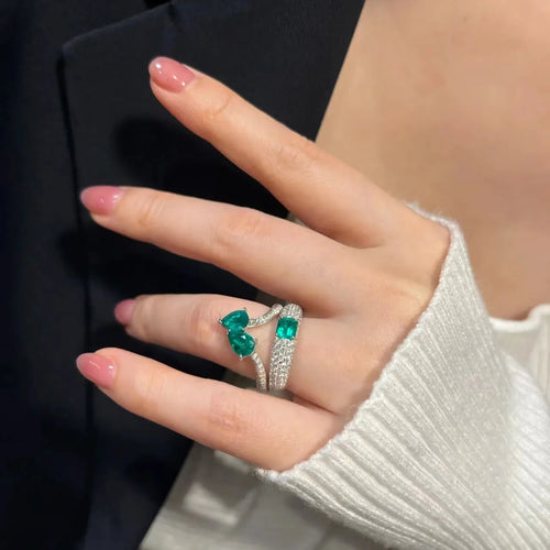 Load image 1 in gallery view. Luxurious Exquisite Fashion Geometric Shape Big Zircon Ring