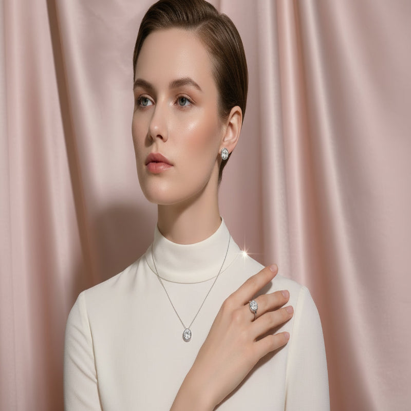 Classic Geometric Shine Square CZ Jewelry Set for Women