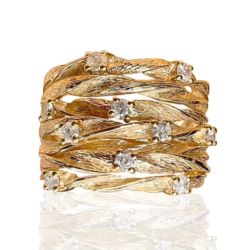 Load image 1 in gallery view. Winding Vine Ring Women's Gold Plated Natural Stone Starry Zircon