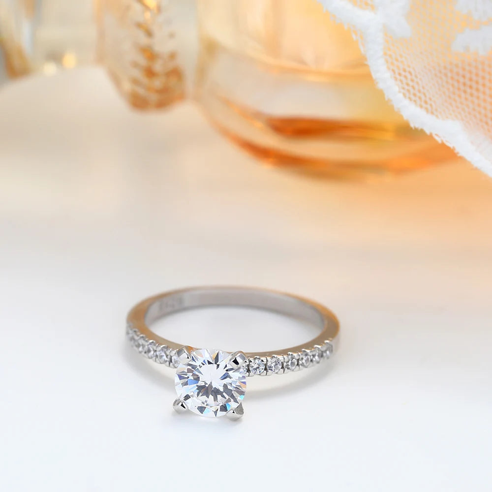925 Sterling Ring Full Diamond Rhinestone Cubic Zircon Rings Set