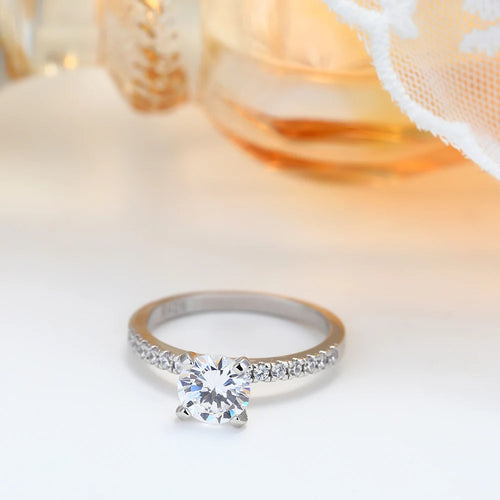Load image 1 in gallery view. 925 Sterling Ring Full Diamond Rhinestone Cubic Zircon Rings Set
