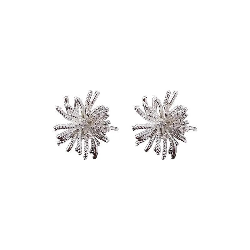 Silver Plated Dandelion Fireworks Made of High Quality Zinc Alloy Earrings