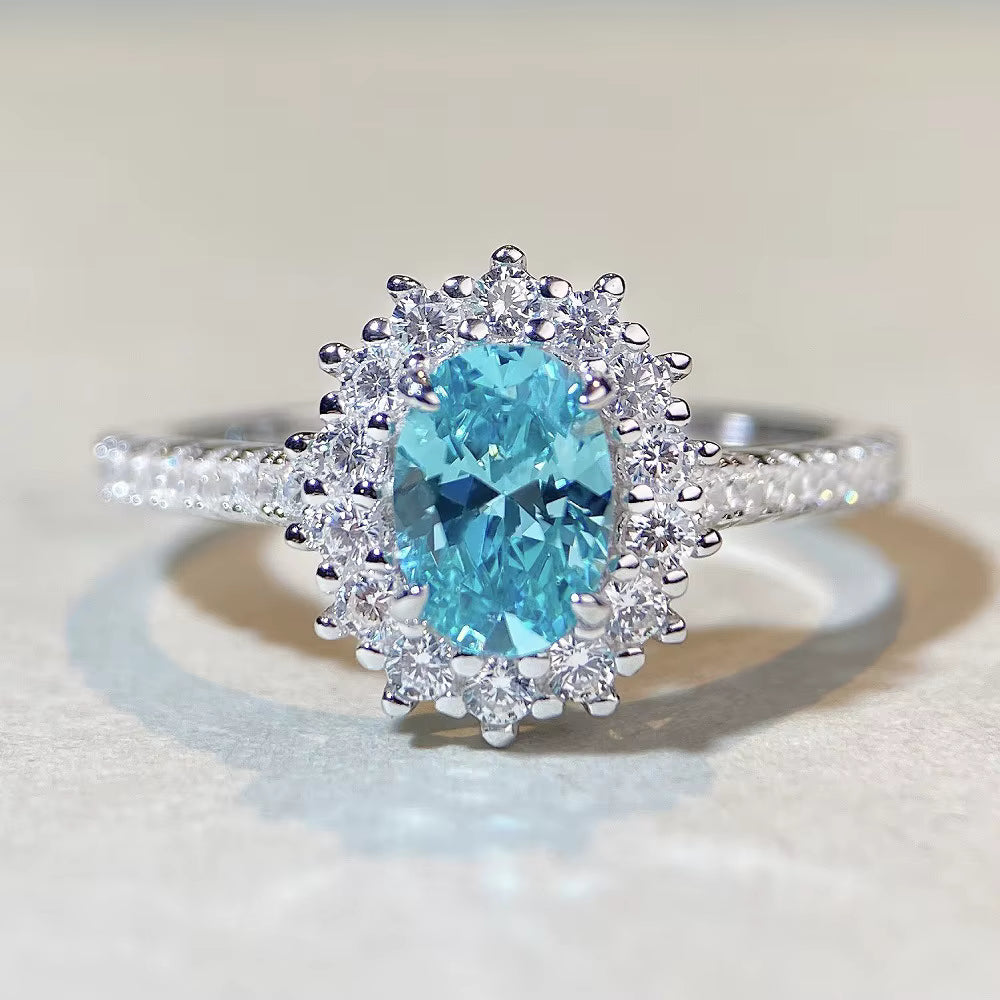 925 Sterling Silver Ruby Sapphire Ring – Simulated Gemstone Promise Wedding Anniversary Ring for Women