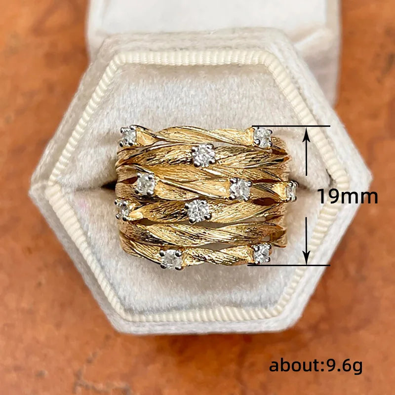 Winding Vine Ring Women's Gold Plated Natural Stone Starry Zircon