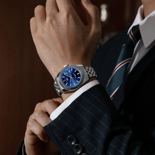 Load image 1 in gallery view. Quartz Silver Blue Men Watch 30M Waterproof Steel