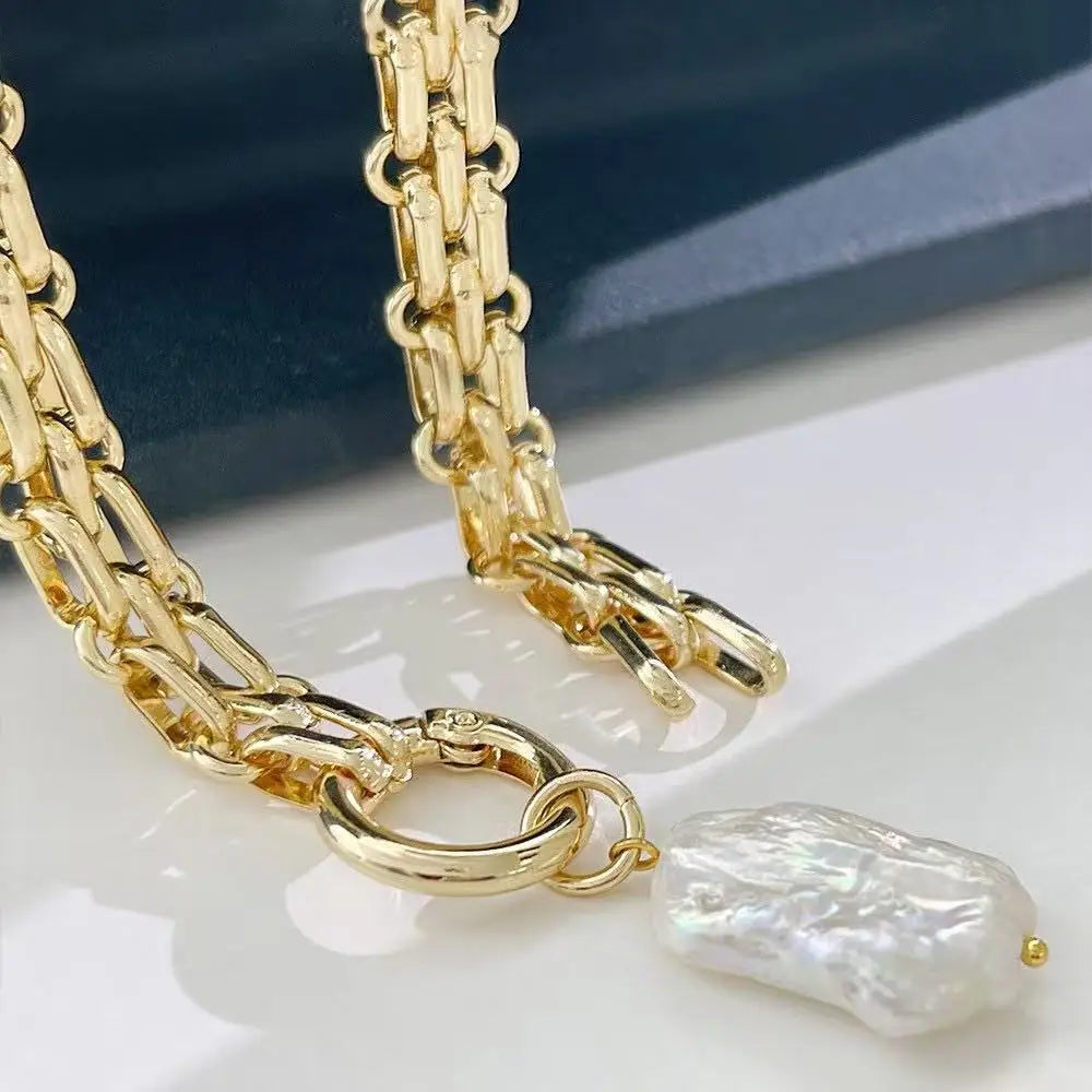 Gold Plated Multi Layered Chunky Bohemian Link Chain Necklace Geometric Metal