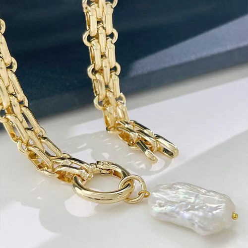 Load image 1 in gallery view. Gold Plated Multi Layered Chunky Bohemian Link Chain Necklace Geometric Metal