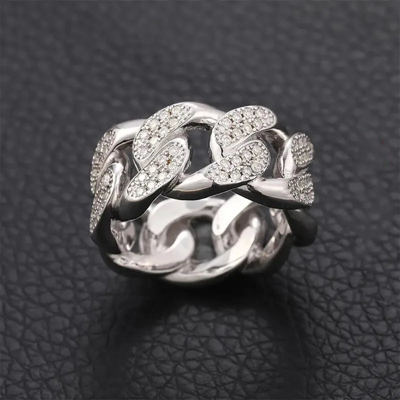 Silver Plated Zircon Band Rings Full Paved Dazzling