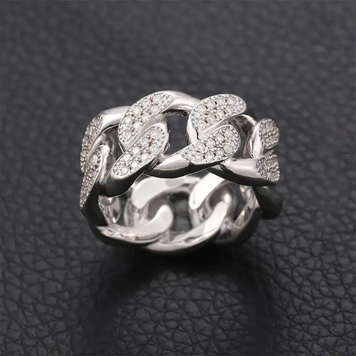 Load image 1 in gallery view. Silver Plated Zircon Band Rings Full Paved Dazzling