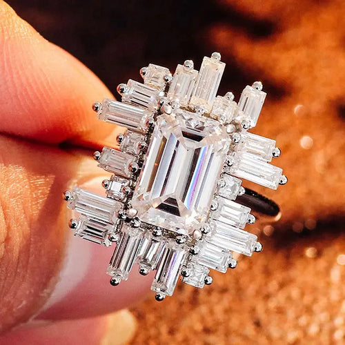 Load image 1 in gallery view. Irregular Design Dazzling Crystal Cubic Zirconia Silver Plated