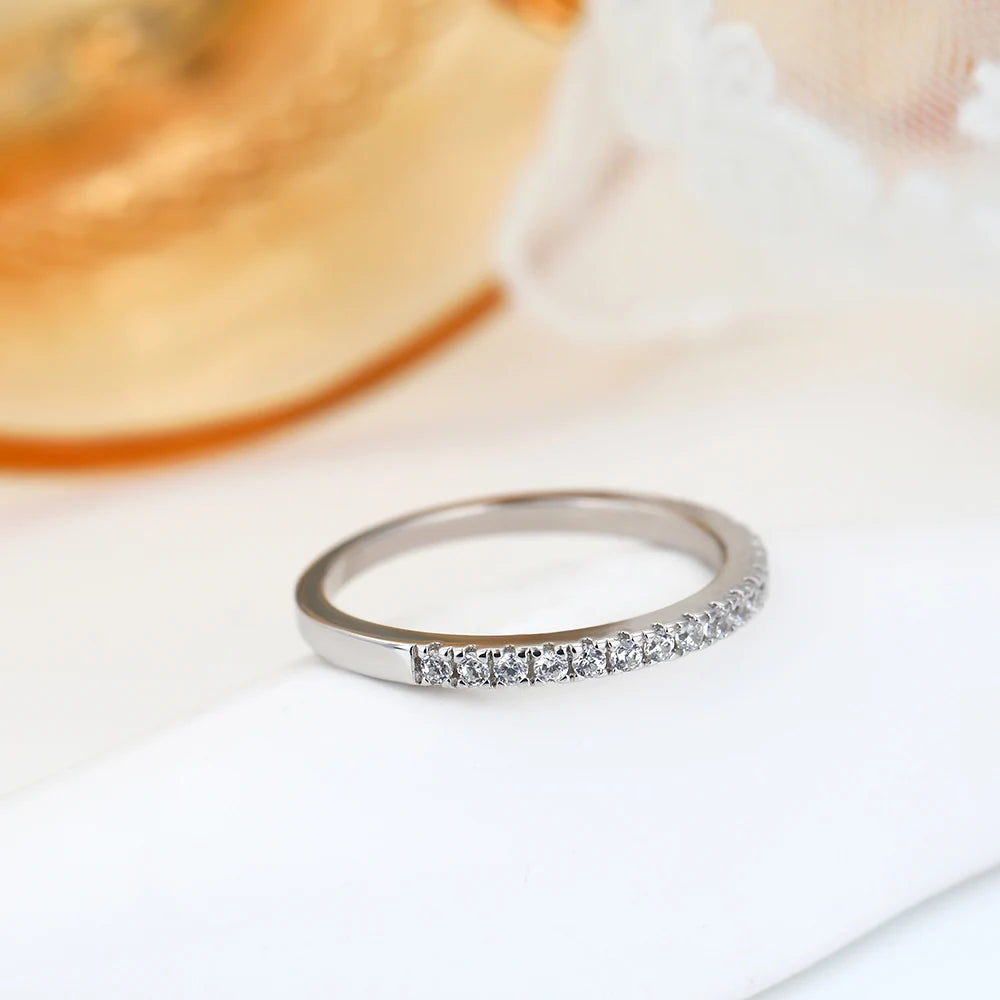 925 Sterling Ring Full Diamond Rhinestone Cubic Zircon Rings Set