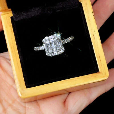 Load image 1 in gallery view. Platinum Plated 3A Zircon Wedding Rings