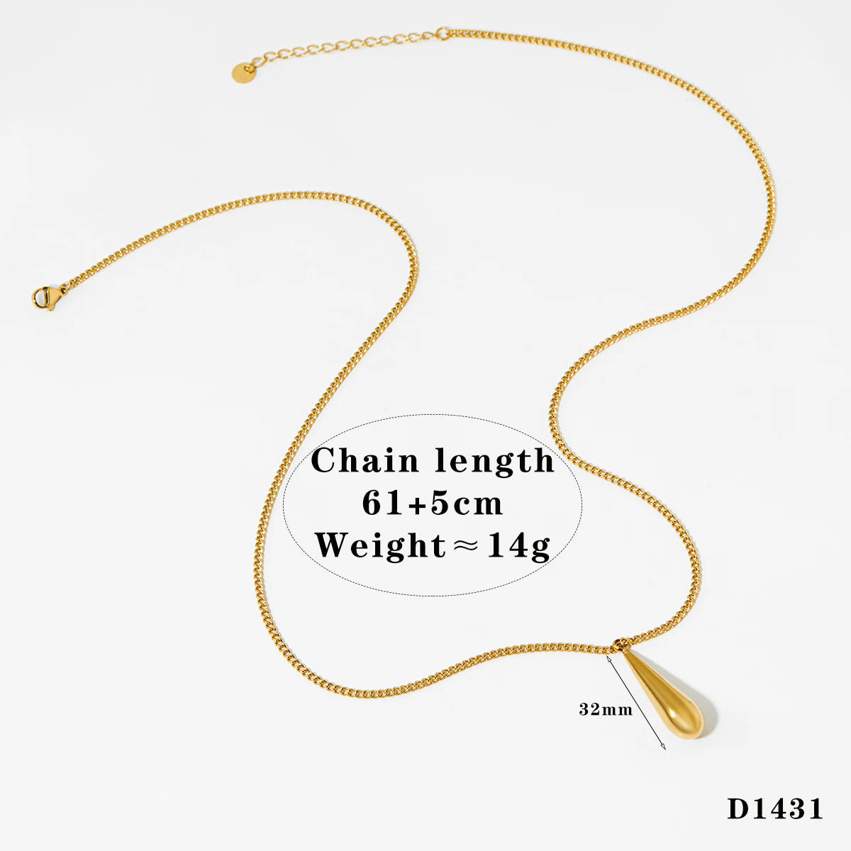 Gold Plated Water Drop Pendant Anti-Tarnish Trendy Minimalist Dainty Necklaces for Women