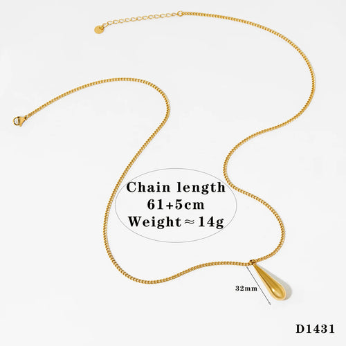 Load image 1 in gallery view. Gold Plated Water Drop Pendant Anti-Tarnish Trendy Minimalist Dainty Necklaces for Women