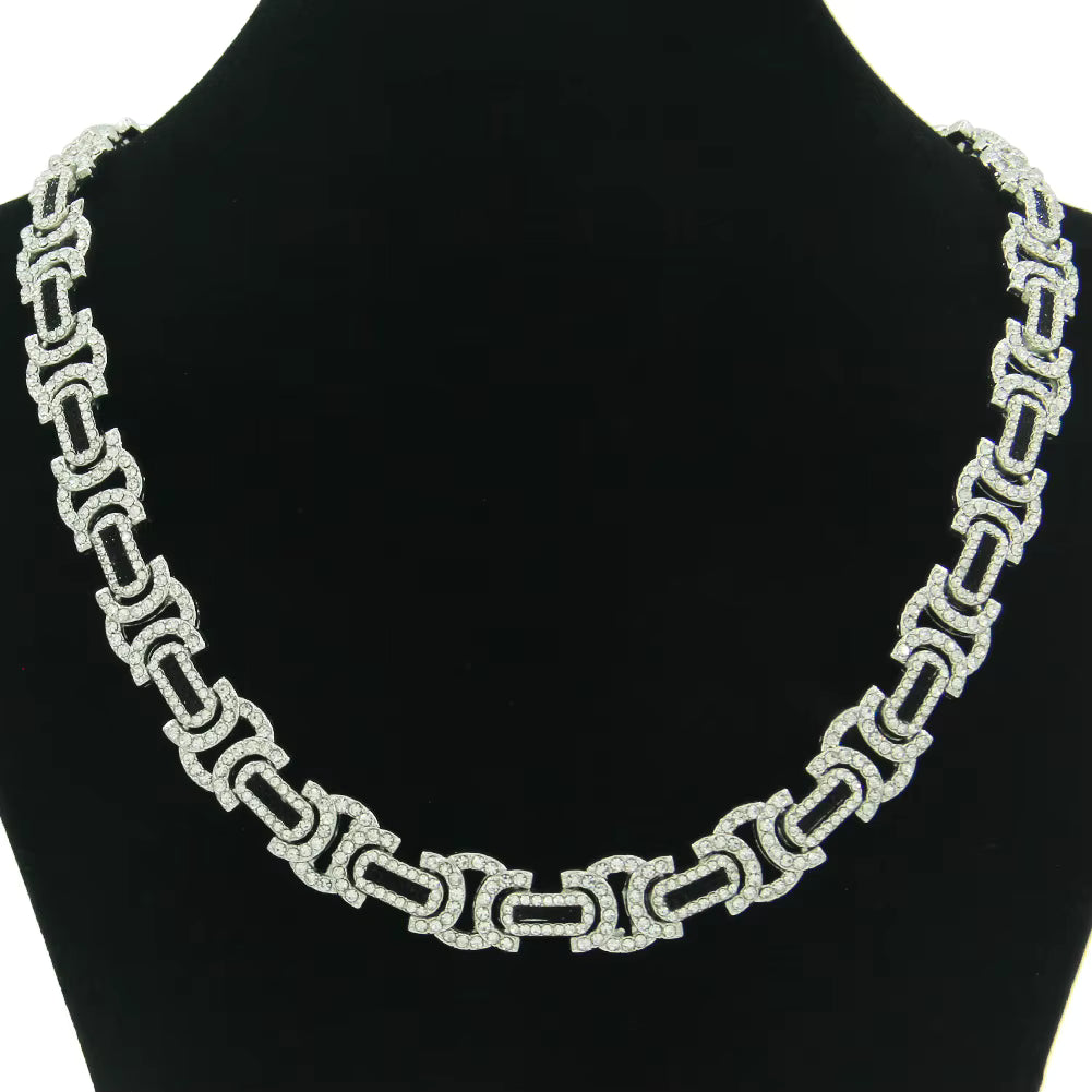 Rhinestone Decor Cuban Chain Necklace Necklaces for Men and Woman